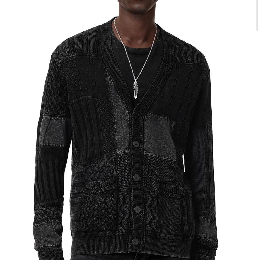 John Varvatos Men's Black Patchwork Sweater